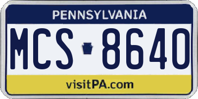 PA license plate MCS8640
