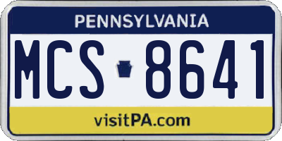 PA license plate MCS8641