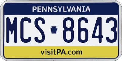PA license plate MCS8643
