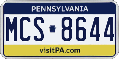 PA license plate MCS8644