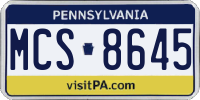 PA license plate MCS8645