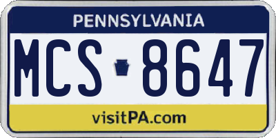 PA license plate MCS8647