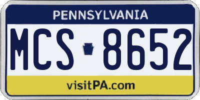 PA license plate MCS8652