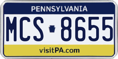 PA license plate MCS8655