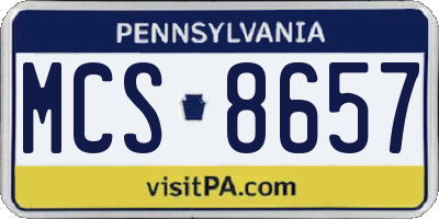 PA license plate MCS8657