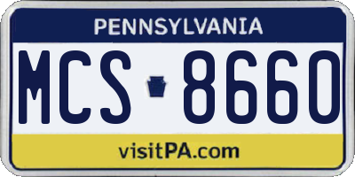 PA license plate MCS8660