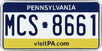 PA license plate MCS8661