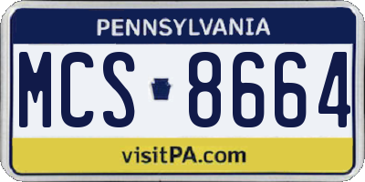PA license plate MCS8664