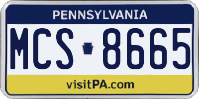 PA license plate MCS8665