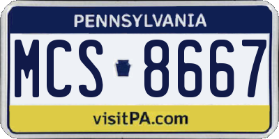 PA license plate MCS8667