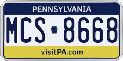 PA license plate MCS8668
