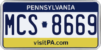 PA license plate MCS8669