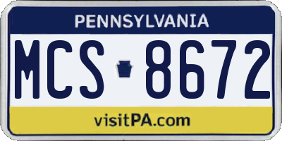 PA license plate MCS8672