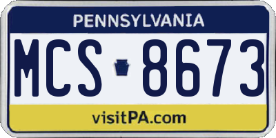 PA license plate MCS8673