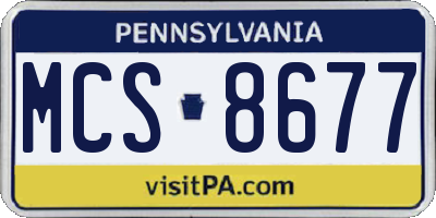 PA license plate MCS8677
