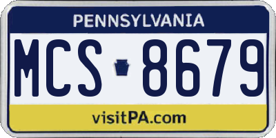 PA license plate MCS8679