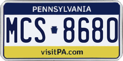 PA license plate MCS8680