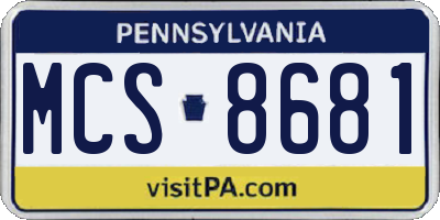 PA license plate MCS8681