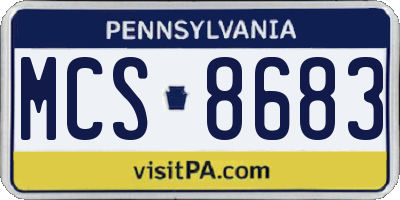 PA license plate MCS8683