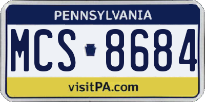 PA license plate MCS8684