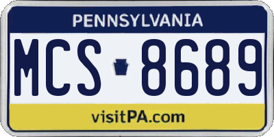 PA license plate MCS8689