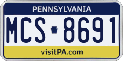 PA license plate MCS8691