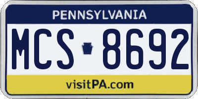 PA license plate MCS8692