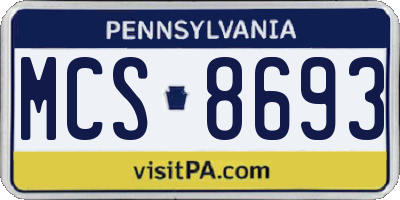 PA license plate MCS8693