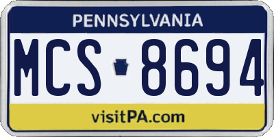 PA license plate MCS8694