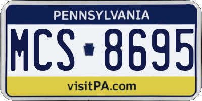 PA license plate MCS8695