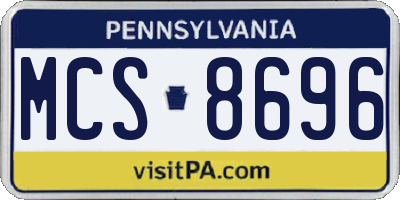 PA license plate MCS8696