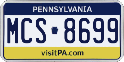 PA license plate MCS8699