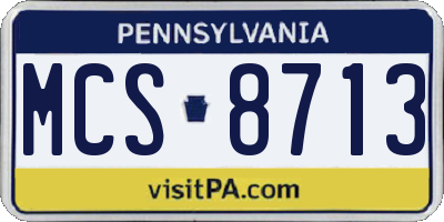 PA license plate MCS8713