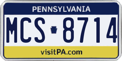 PA license plate MCS8714