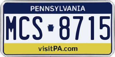 PA license plate MCS8715
