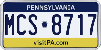 PA license plate MCS8717