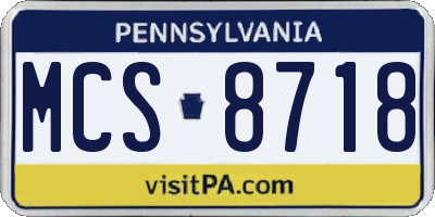PA license plate MCS8718