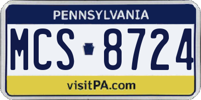 PA license plate MCS8724