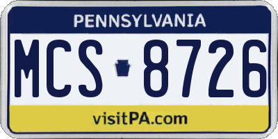 PA license plate MCS8726