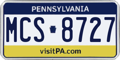 PA license plate MCS8727
