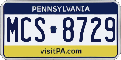 PA license plate MCS8729