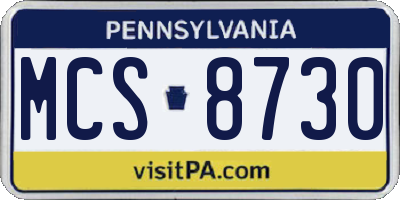 PA license plate MCS8730