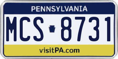 PA license plate MCS8731
