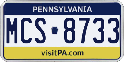 PA license plate MCS8733