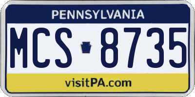 PA license plate MCS8735