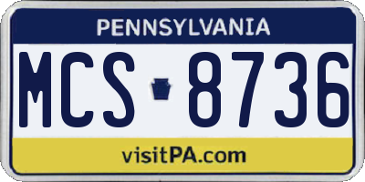 PA license plate MCS8736