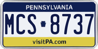 PA license plate MCS8737
