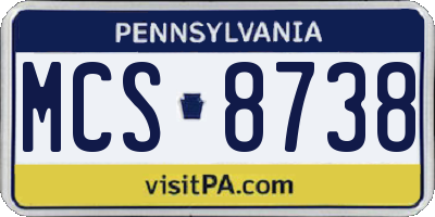 PA license plate MCS8738