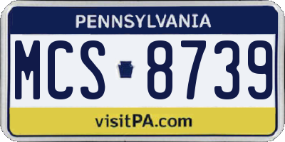 PA license plate MCS8739