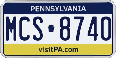 PA license plate MCS8740